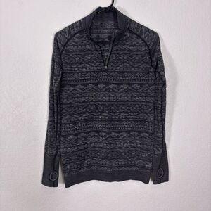 Lululemon Grey Black Aztec Print 1/4 Zip Pullover Workout Jacket Size 8